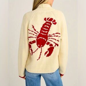 Cream and Red Lobster Turtleneck Sweater